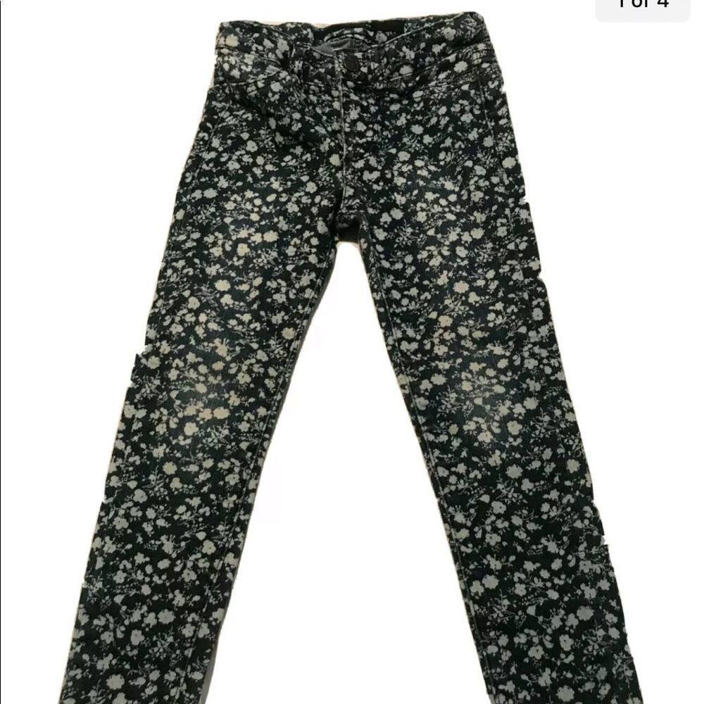 Joe’s Girls Floral Blue Jeans Size 4T adjustable elastic waist